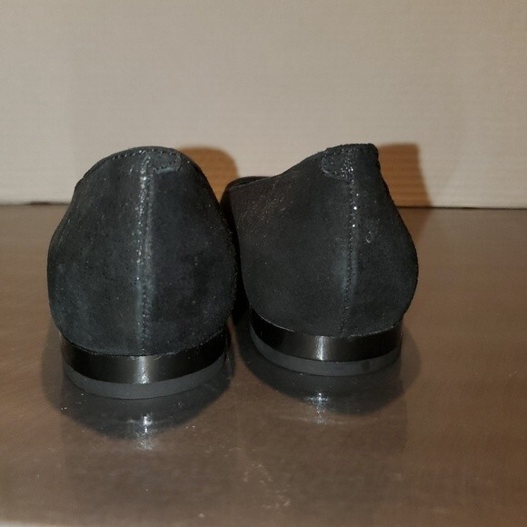 Donald Pliner Black Palma Point Toe Leather Suede Skimmer Ballet Flats sz 6 - Picture 5 of 10